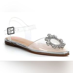 GB Girls' Vivyee Ornament Detail Clear Vinyl Dress Flats